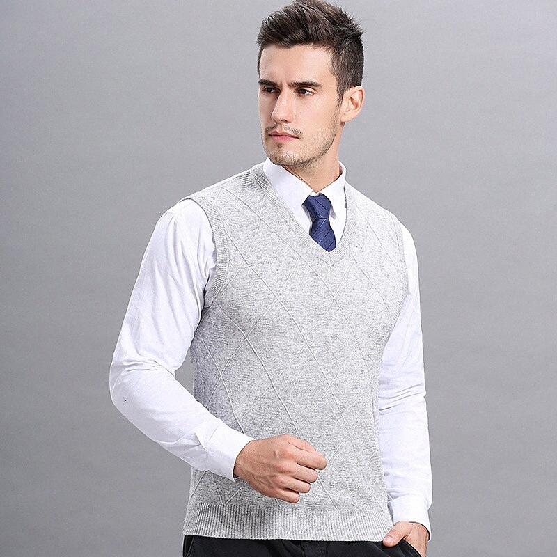 Vest pour hommes Pull tricoté Plaid Shaked Style Vintage Sweater Sweater Cardigans V Cou Chute Hiver Gris Grey Gris Dark Grey Z4YT #