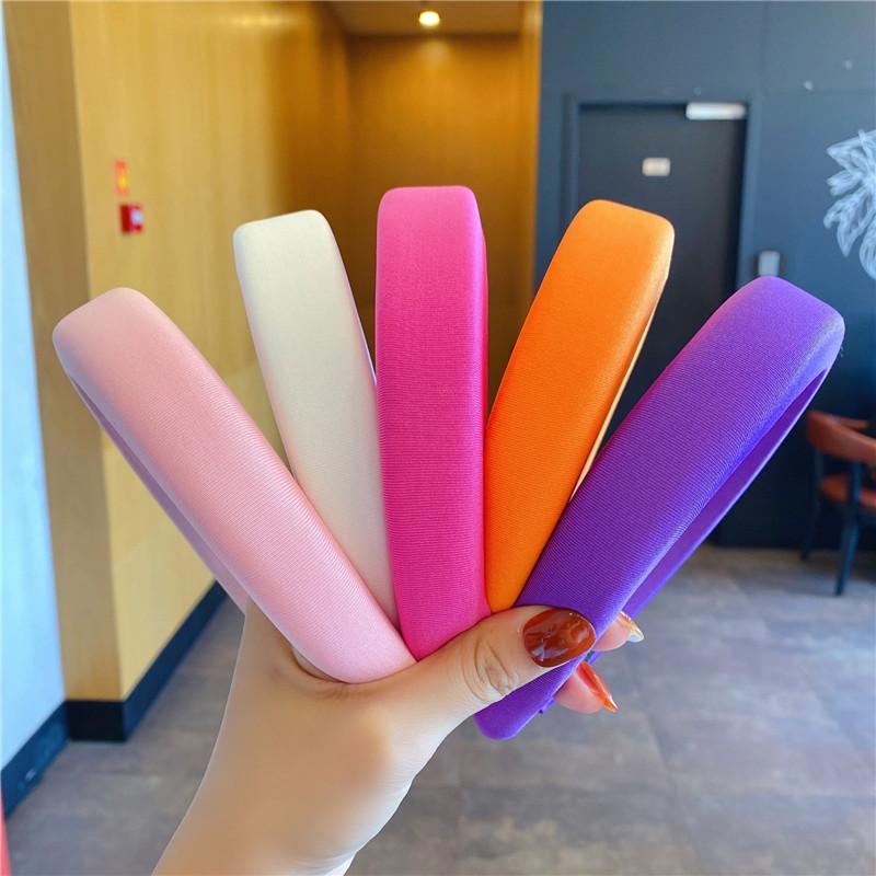 

Hair Accessories Women Thick Velvet Head Hoop Candy Colors Padded Headbands Wide Elastic Hoops Sponge Hairband Fashion