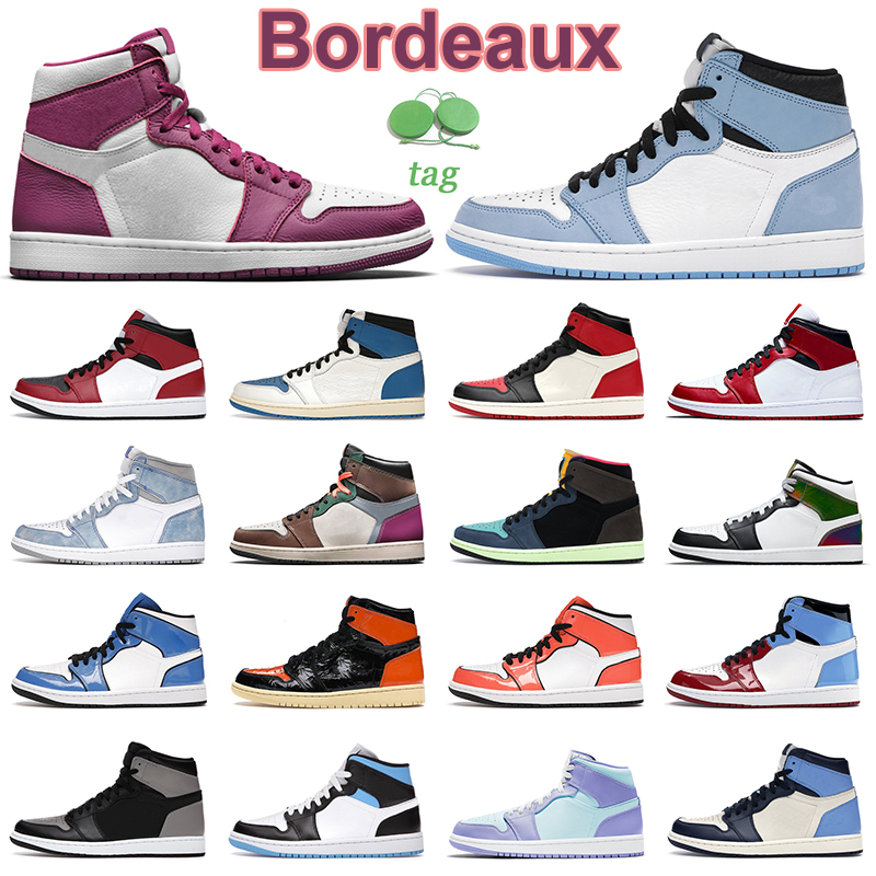 

1s Bordeaux Jumpman Men Basketball Shoes High OG University Blue Hyper Royal Toe Purple Pulse Bred Shadow Hand Crafted Mens Women Trainers O