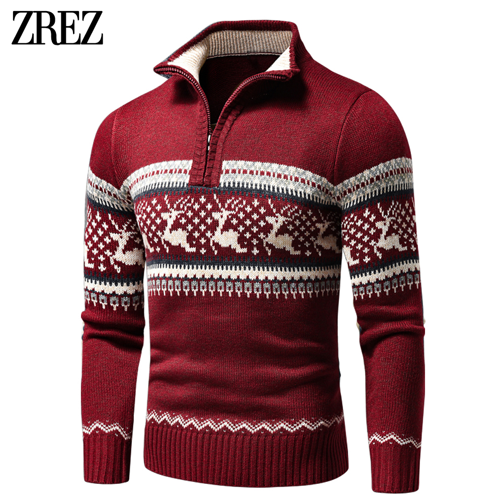 

Men 2021 Autumn New Casual Jacquard Half Zip Polo Sweater Cardigan Jacket Men Winter Long Sleeve Mock Neck Sweater Pullover Men, Red