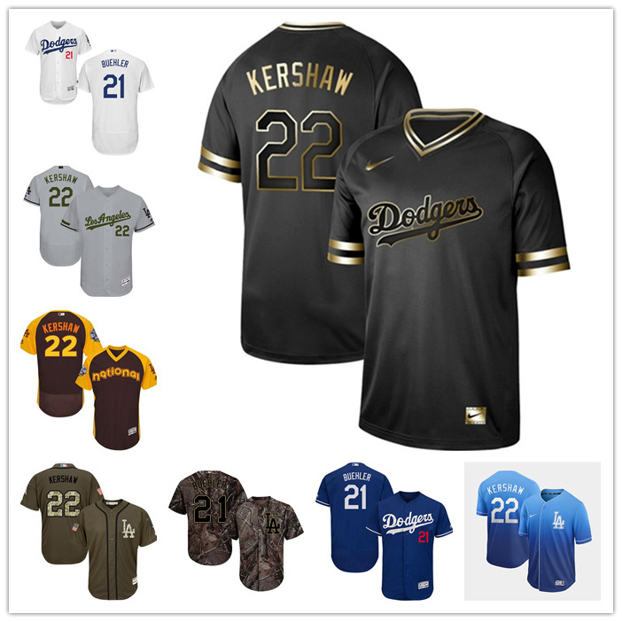 

Custom men womens youth los angeles dodgerss 22 Clayton Kershaw 21 Walker Buehler white grey blue Authentic Weekend 2020 Home Throwback Jersey, Black