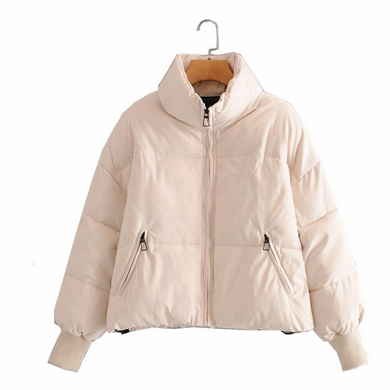 

downs Thicken Women Winter Parkas Loose Cotton Jacket Clothing Oversized Fashion Solid Coat Female Warm Stand Collar Outwear, Black