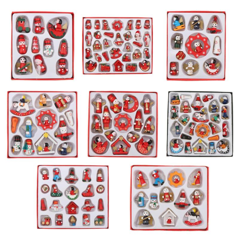 

Christmas Decorations Nordic Wood Painted Set Decoration Ornaments Santa Claus Tree Pendant
