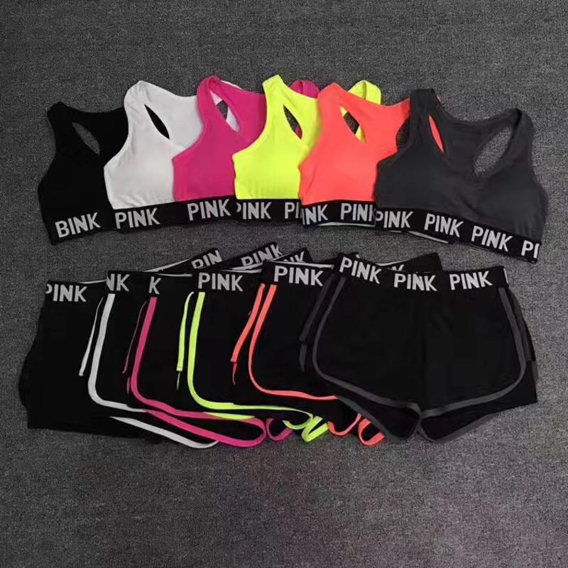 

2/3 Pcs/lot Seamless Yoga Set Women Sexy Letter Printed Fitness Clothing Push Crop Top Bra And Shorts Leggings Suit Outfits, Yellow