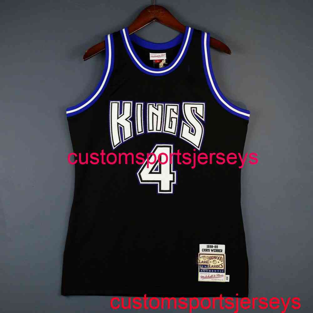 

100% Stitched Chris Webber Mitchell & Ness 98 99 Jersey Black Mens Women Youth Throwbacks jersey XS-5XL 6XL