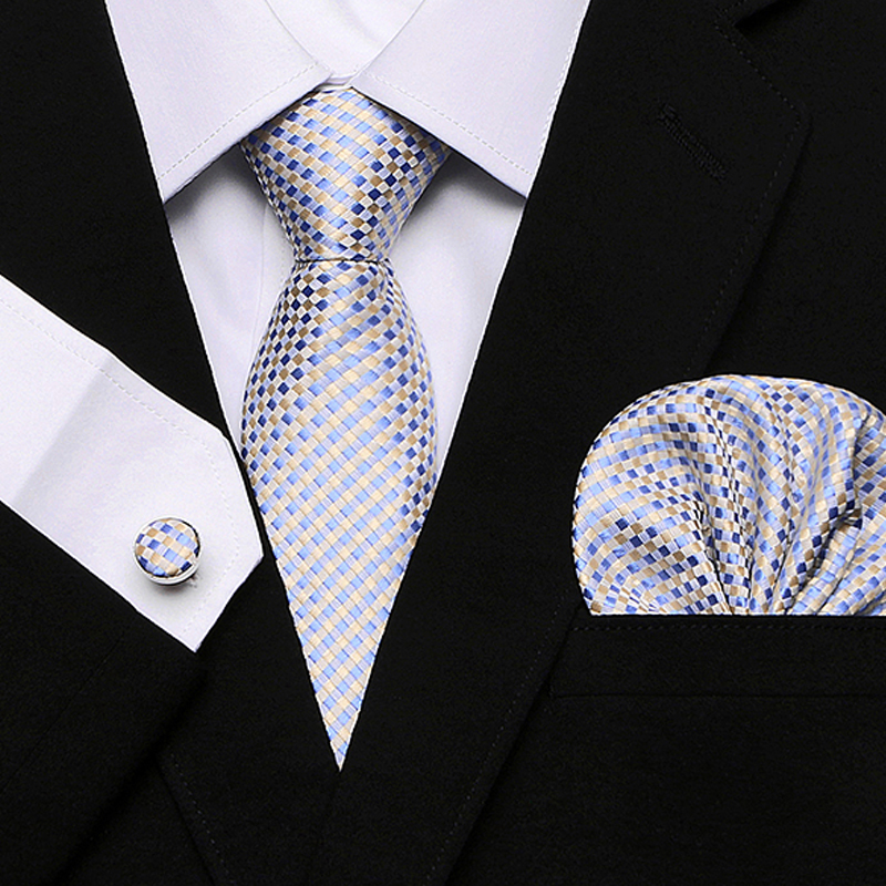 

Fashion Business Silver Plaid 100% Silk Mens Tie NeckTie 7.5cm Ties for Men Formal Luxury Wedding Quality Gravata group tie
