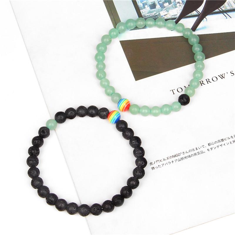 

Beaded, Strands Natural Stone Beaded Bracelet 6mm Tiger Eye Turquoises Couple Bracelets Energy Yoga Rainbow Bead Charm For Men Women