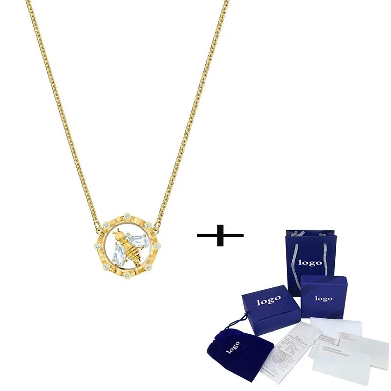 

Chains Fashion Exquisite Lucky Bee Queen Necklace Golden Romantic Gorgeous Crystal To Send Girlfriend Gifts, Silver