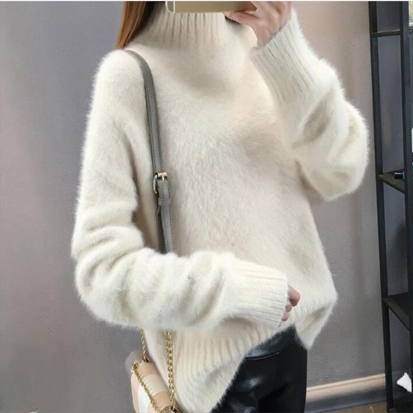 

casual solid color pullover femme womens sweater winter white mohair thicken turtleneck sweet fashion long sleeve black women, White;black