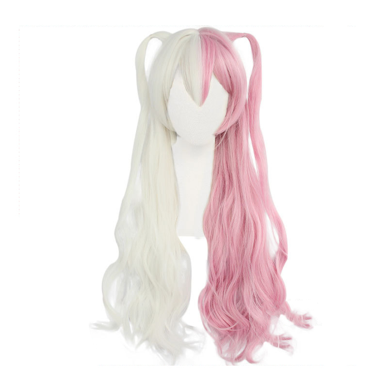 

Game Danganronpa Monomi Women Long Wig Cosplay Costume Super Dangan Ronpa Heat Resistant Synthetic Hair White Pink Wigs