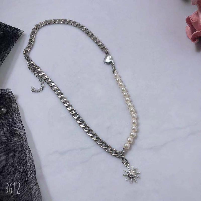 

Pendant Necklaces Irregular Pearl Splicing Chain Necklace Stainless Steel Sun Bohemia Geometric Love For Women Punk Jewelry
