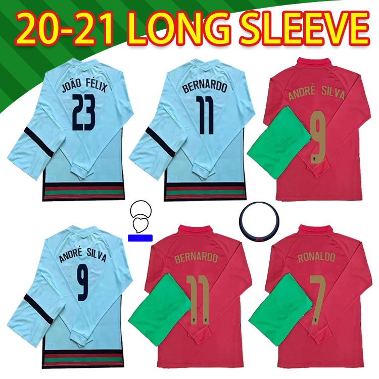 

21 22 Portugal RONALDO Long sleeve soccer jerseys JOAO FELIX 2021 DIOGO ANDRE SILVA Bernardo FERNANDES Camisa de futebol adult kit football shirts, Black;yellow