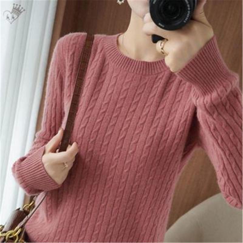 

Women's Sweaters Fashion Sweater Loose Fitting Winter Product Thickened Solid Color V-neck Versatile Top Long Sleeve Bottomed, White;black