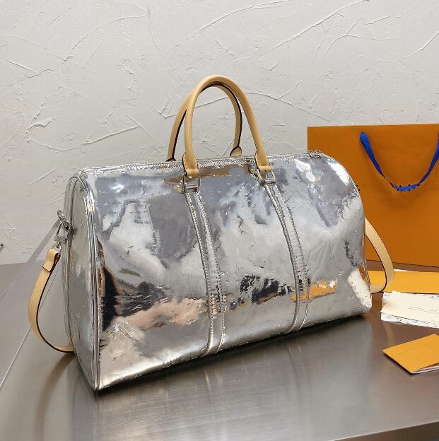 

2020 New Arrival Designer Duffel Bags Men High Quality Leather Travel Bag Luggage weekend bag Day Clutch Gym Bag Purse, Silver