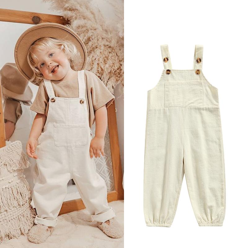 

Jumpsuits FOCUSNORM 2 Colors Kids Girls Boys Lovely Suspender Overalls Solid Color Button Shoulder Straps Bib Pants Outfits 1-6Y, Blue