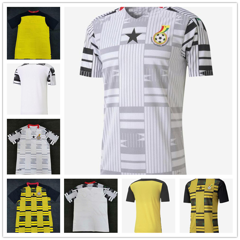 

2020 Ghana Soccer Jerseys Mens National Team THOMAS SCHLUPP J.AYEW KUDUS Home White Away Yellow Black Football Shirt Short Sleeve Uniforms