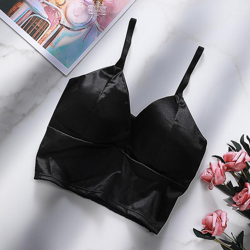 

Bustiers & Corsets Women's Outer Wear Chest Wrap Women Fashion Solid Color Sexy V-neck Sling Satin Underwear Tops For Female 2021, Beige