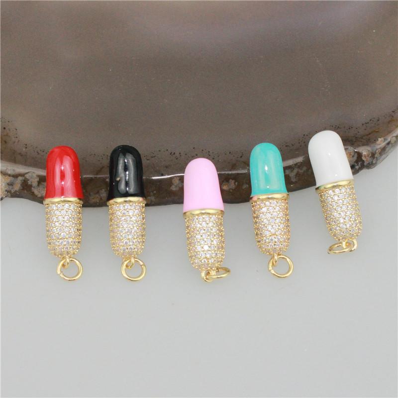 

Charms 8*22mm 10pcs/lot High QualityÂ cz/enamelÂ pendant,colorful Pills Shape Enamel Charm Jewelry,bracelet/necklace Component Wholesale, Bronze;silver
