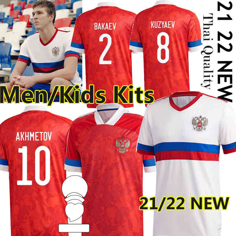 

2022 Russia 2021 Soccer Jerseys Home Away 21 22 10 ARSHAVIN MIRANCHUK 18 ZHIRKOV EROKHIN 23 KOMBAROV SMOLOV Football Shirt Men + kids kit, White;black