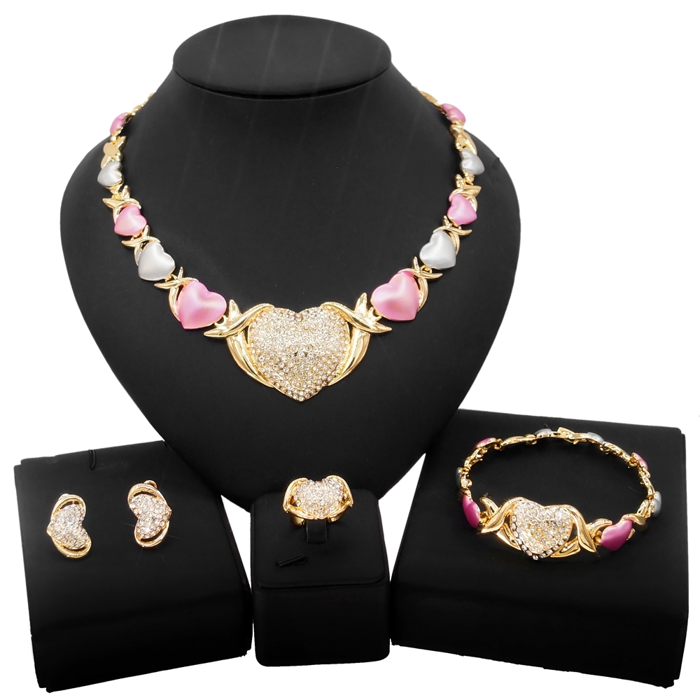 

Yulaili Fashionable and Beautiful Multicolor Bracelet Love XO Jewelry Set Popular Pakistani Woman Girl Dating Party Dress Jewellery Sets X0159, Golden