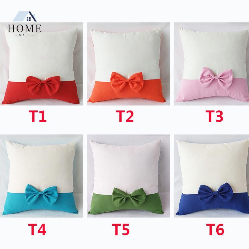 

40x40cm Bow Pillow Covers Sublimation Blanks DIY Printing Cushion Pillowcases with Zipper WJY591, Multi-color
