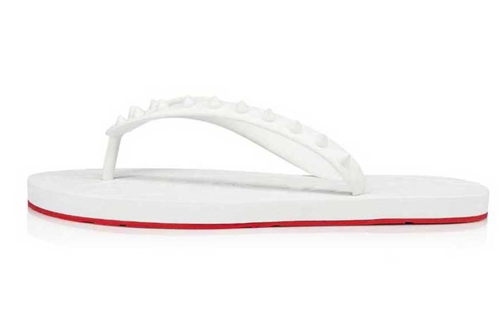 

2021 Summer Beach Flats red bottom slippers flip flops black leather studded slides sandals men and women red-soles spikes rubber