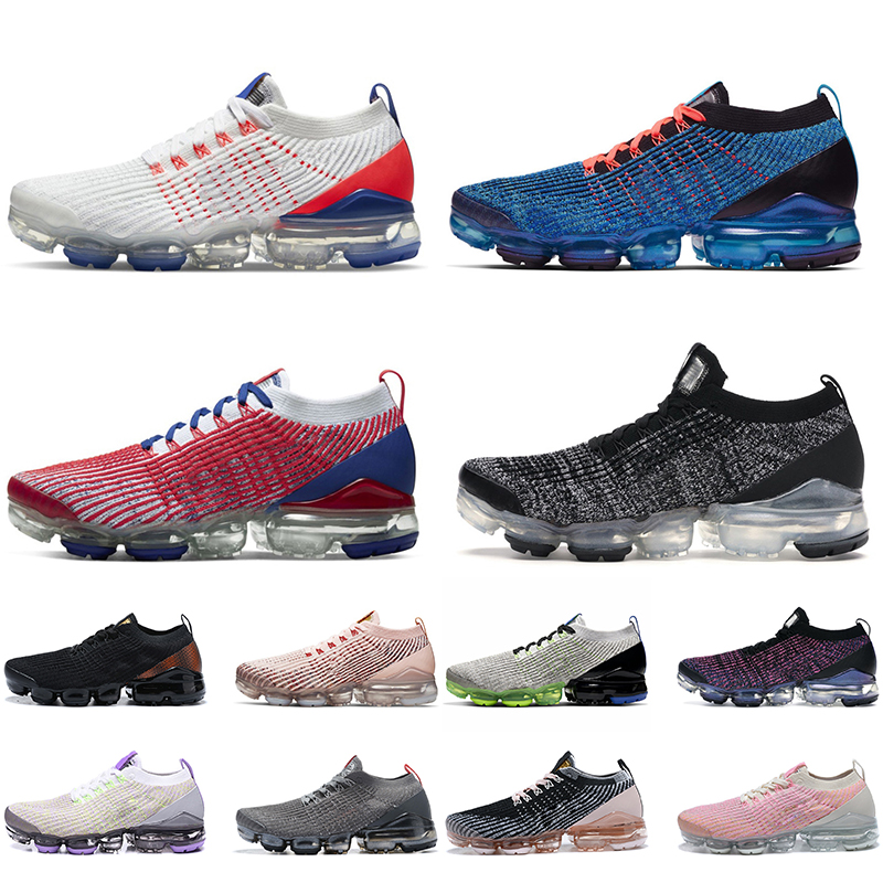 

Fly Knit Mens Women Running Shoes Top Quality Sneakers Trainers Triple Black USA Blue Fury White Astronomy Oreo Moon Landing South Laser Hoop