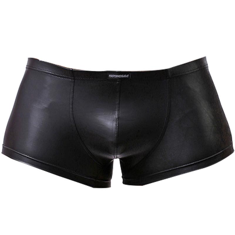 

Underpants Men' Black Boxer Male Shorts Underwear Plus Size Gay High Quality Faux Leather Tight Fashion Casual Thin