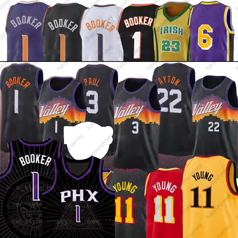 

Phoenixs Sun 1 Devin 22 DeAndre Booker Paul Ayton 3 Chris Trae Valley black Basketball 11 Young Jerseys lbj 6 Stitched Jersey Atlantas Hawk, Black;red