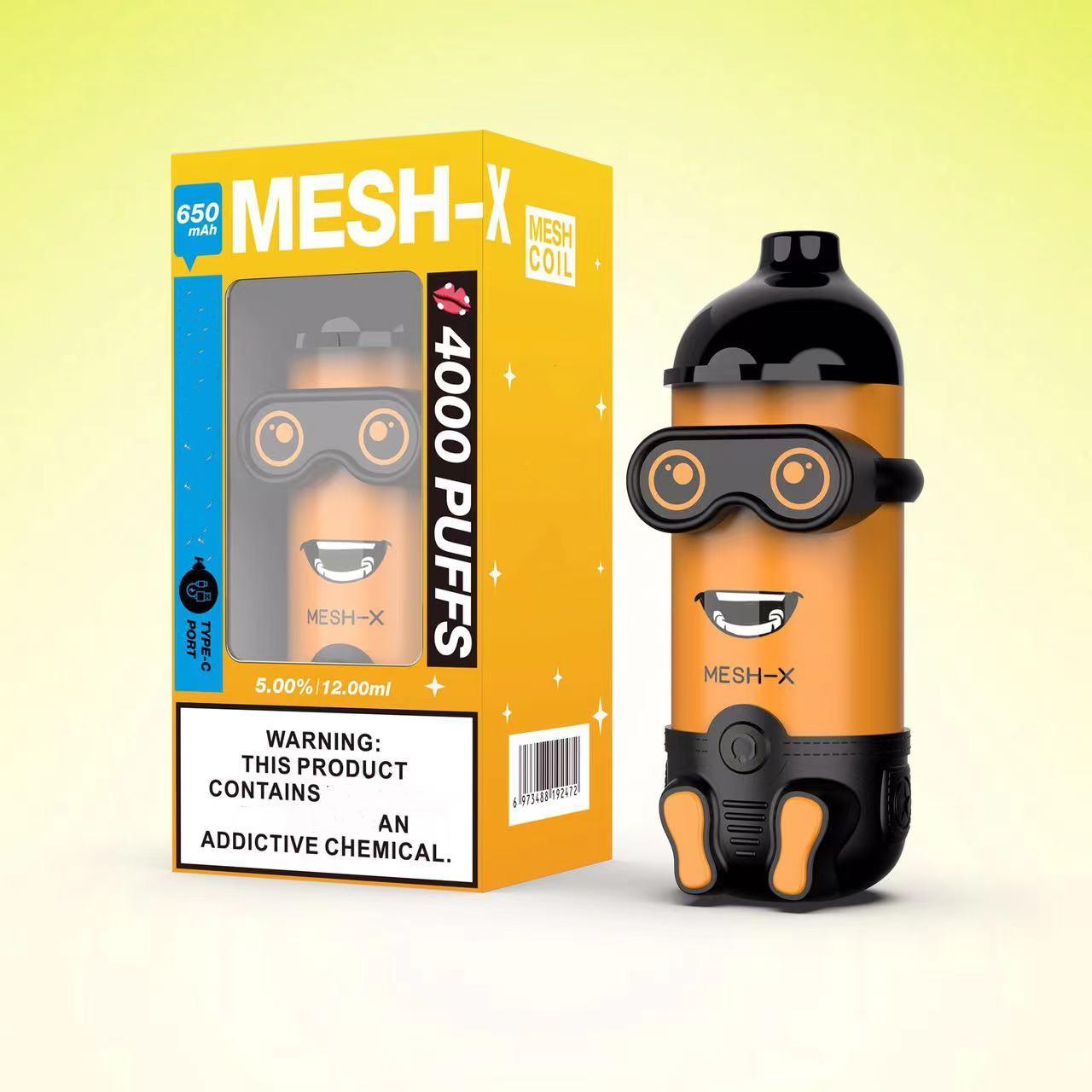 

Original MESHKING MESH-X Disposable E cigarettes 4000 Puffs Vape Pen 12ml Pre-filled Mesh Coil Pod 650mAh Rechargeable Minions Cartoon Design