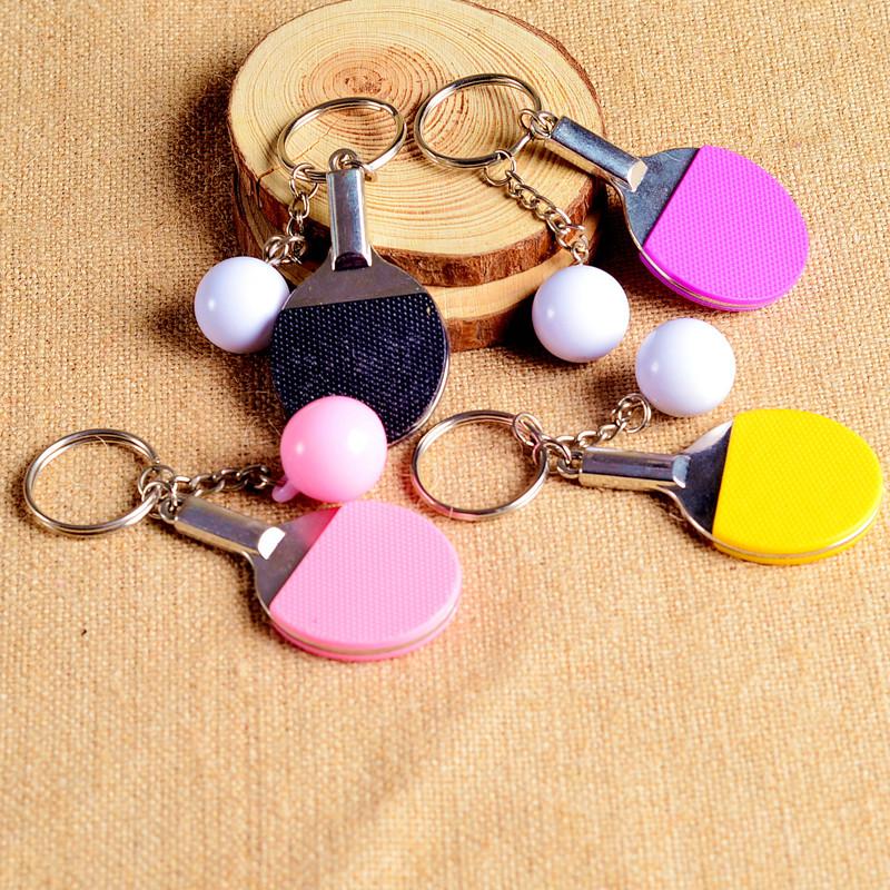 

Keychains 1PC Multi-colors Alloy Ping Pong Racket Ball Pendant Keychain For Unisex Women Men Key Bags Chins Rings Crafts Gift Decor