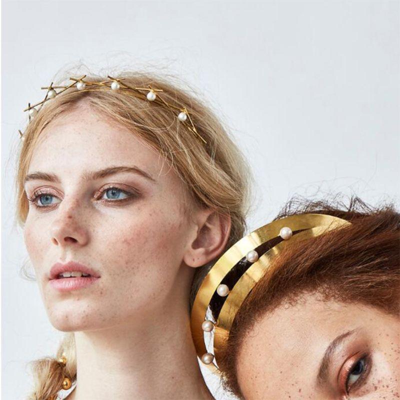 

Hair Clips & Barrettes Fashion Creative Personality Headband Alloy Rhinestone Cross Headwear Bridal Accessories Lady Headdress, Golden;silver