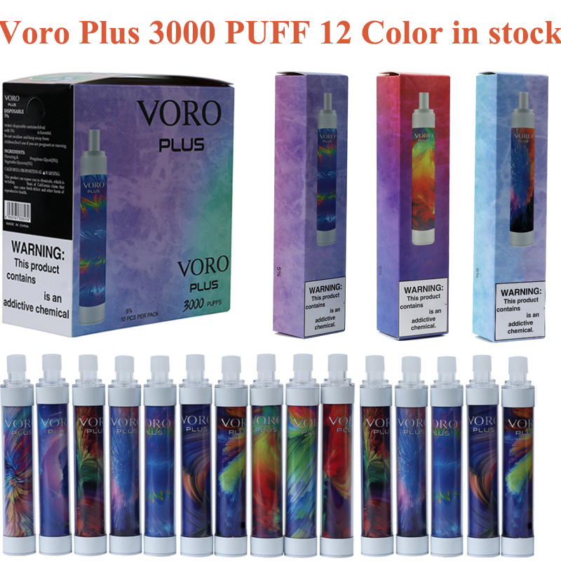

Voro Plus Rechargeable Disposable Vape Pen Cigarette Device with RGB Light 650mAh Battery 4.8ml Cartridges Prefill 3300 Puffs Glowing Vapes Kit