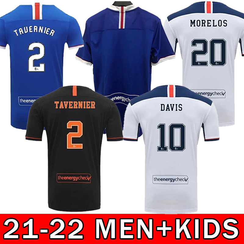 

2022 Glasgow home third away CHAMPIONS 55 Soccer Jerseys DEFOE HAGI MORELOS TAVERNIER 20/21 Rangers Football Shirts Men + kids kit, Black