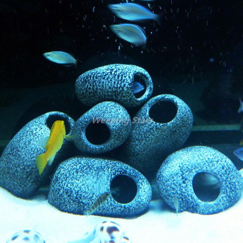 

Decorations Arrival Stones With 2 Holes For The Aquarium Ceramic Rock Cave Fish Tank Stone Decoration