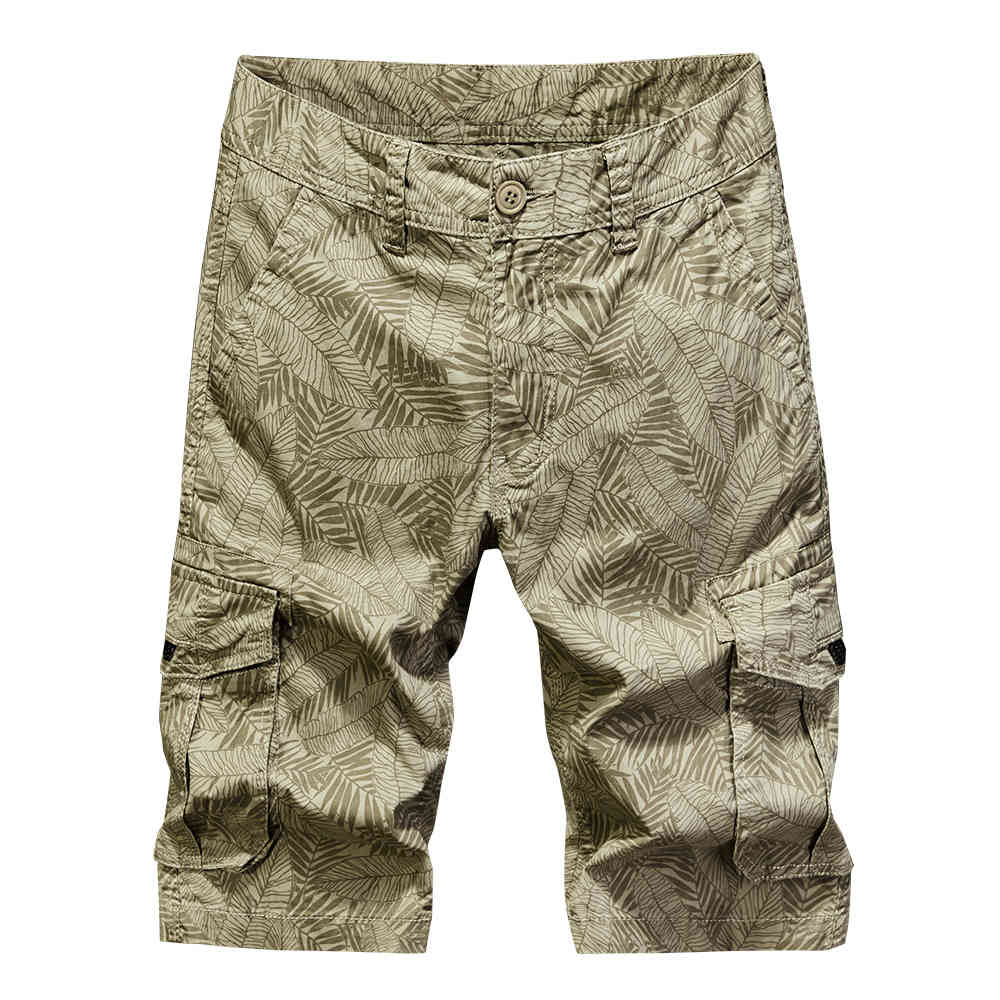 

Men's Shorts New Mens Cotton Print Cargo Male Fashion Pockets Work Pants Comfortable Casual Knee Length Safari Style HNL3, Khaki
