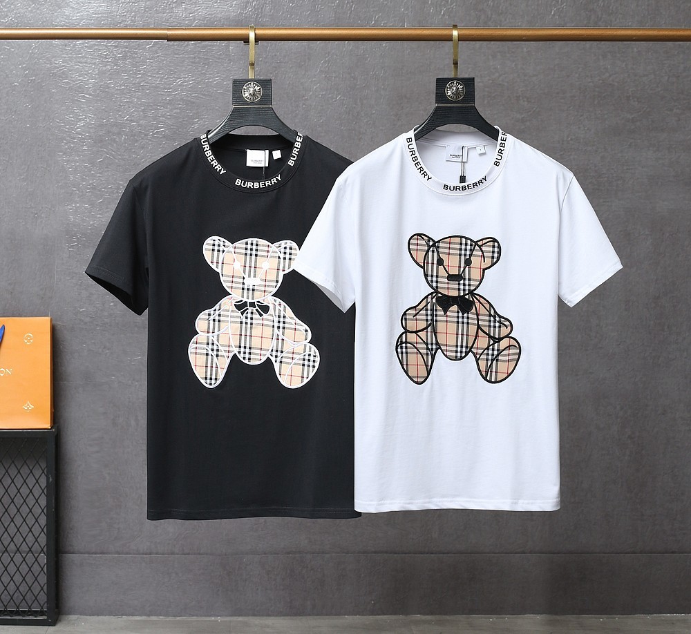 

2021 Men's T-Shirts luxury brands BR women outdoor crewneck tee tailored in a regular fit Polos bear Digital printing, White;black