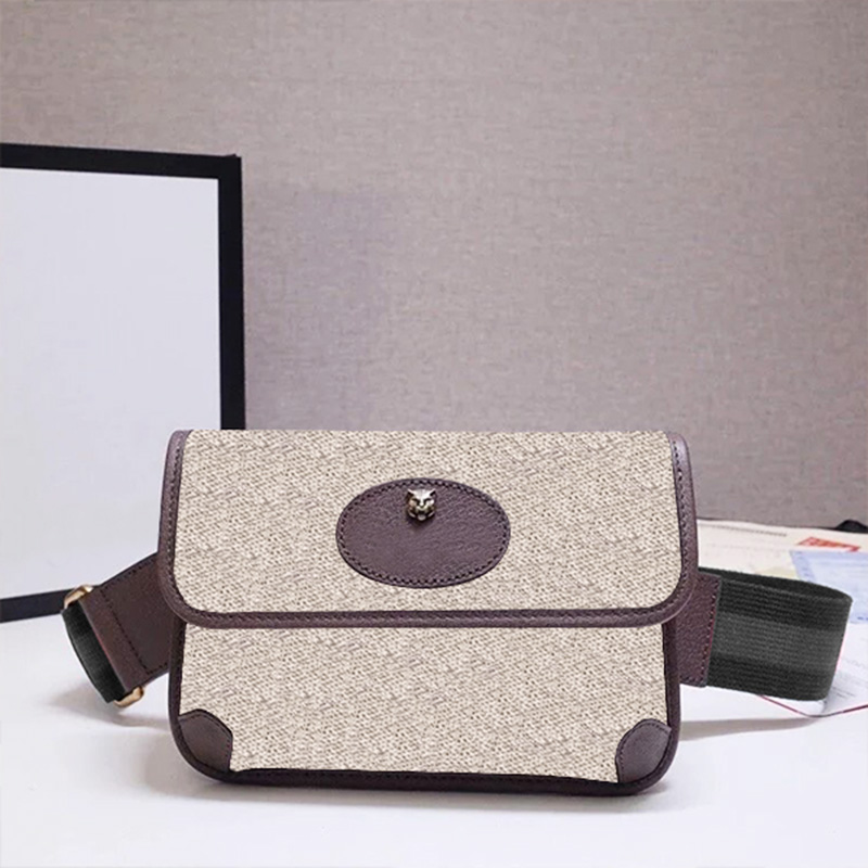 

2021 luxury designer handbag tiger head crossbody waist bag fashion men and women retro stars the same classic print one-shoulder postman