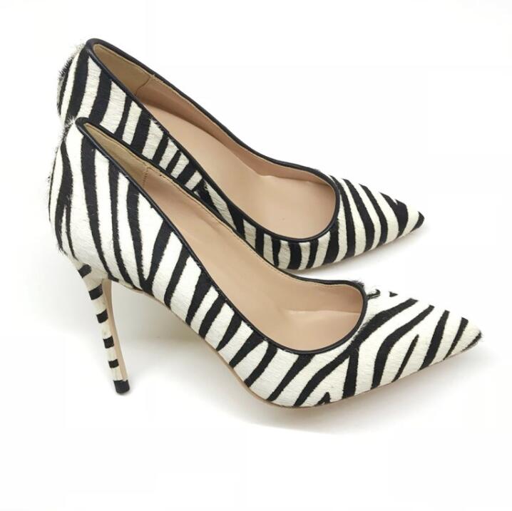 

Fashion Luxury Designs Women Bridal Shoes Red bottoms High Heels 8cm 10cm 12cm zebra-stripe plus size eu34 to 44 45 Pointed Toes Pumps Black
