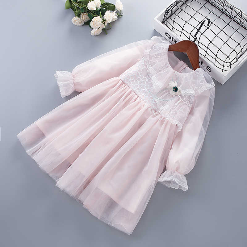 

4-10 Years High Quality Spring Girl Dress Chiffon Flower Draped Ruched Kid Children Clothing Princess 210615, Beige