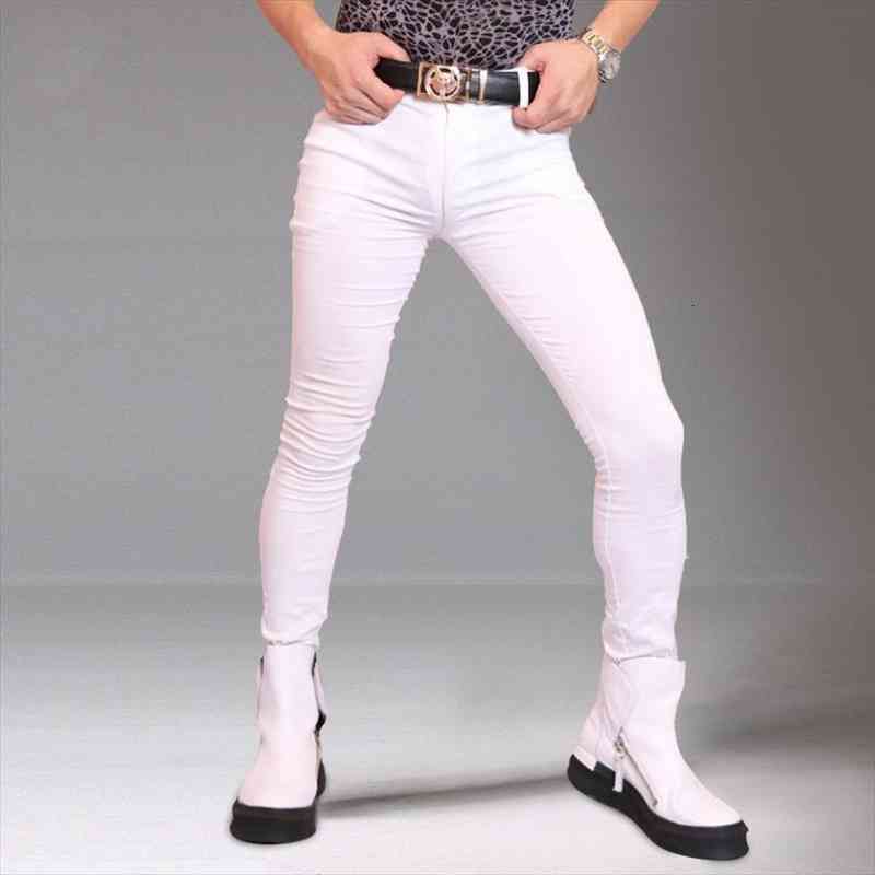 

men tight jeans pants silm full length jeans leggings fashion solid skinny pencil pants casual long trousers plus size, Black