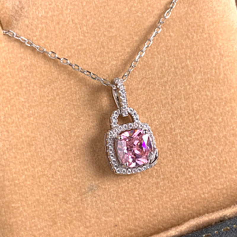 

Square Zircon Colored Diamond Pendant Necklace For Women