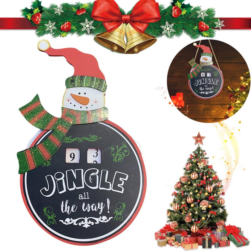 

Christmas Decorations Snowman Countdown Hanging Decor Listing Rotatable Santa Decoration Wooden Sign