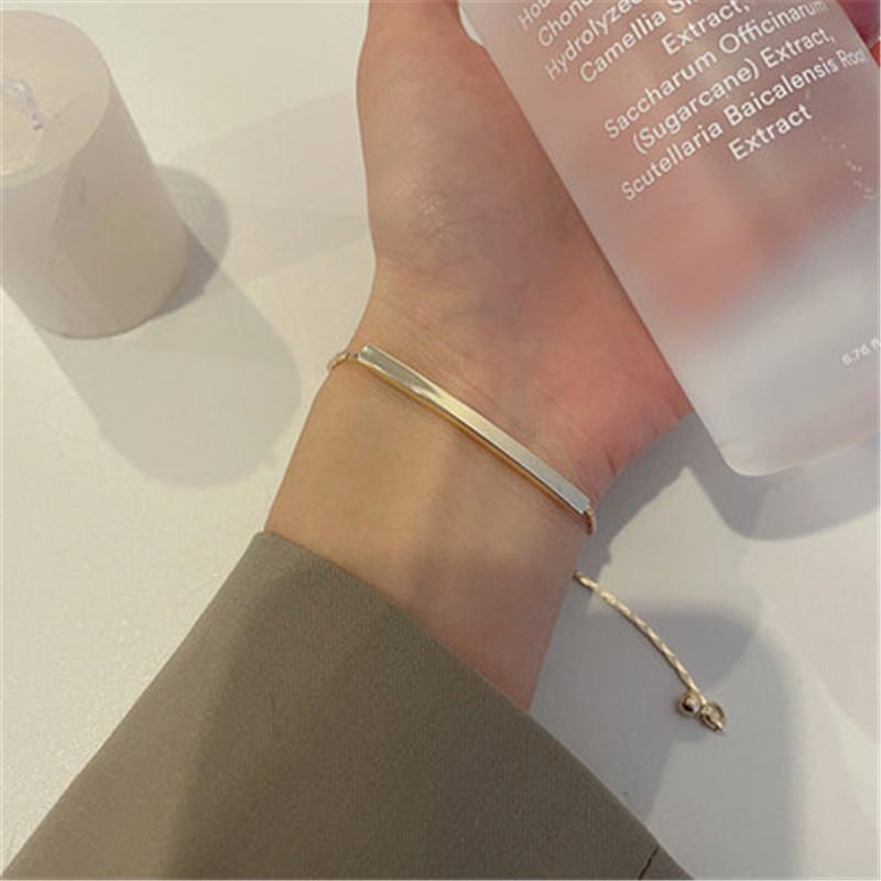 

Link, Chain Friendship Bracelet Kpop Gold Color Simple Women Adjustable Stainless Steel Friend Jewelry