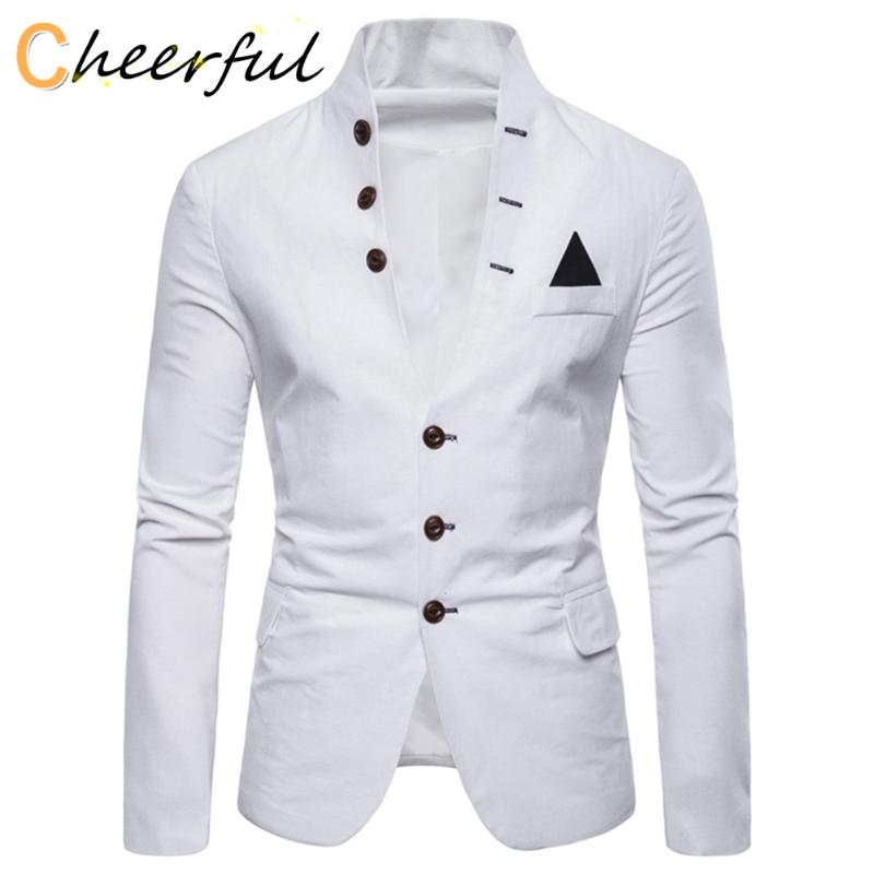 

Men's Suits & Blazers Men Sl-im Fits Social Blazer Spring Autumn Fashion Solid Wedding Dress Jacket Casual Business Male Suit Gentle, White;black