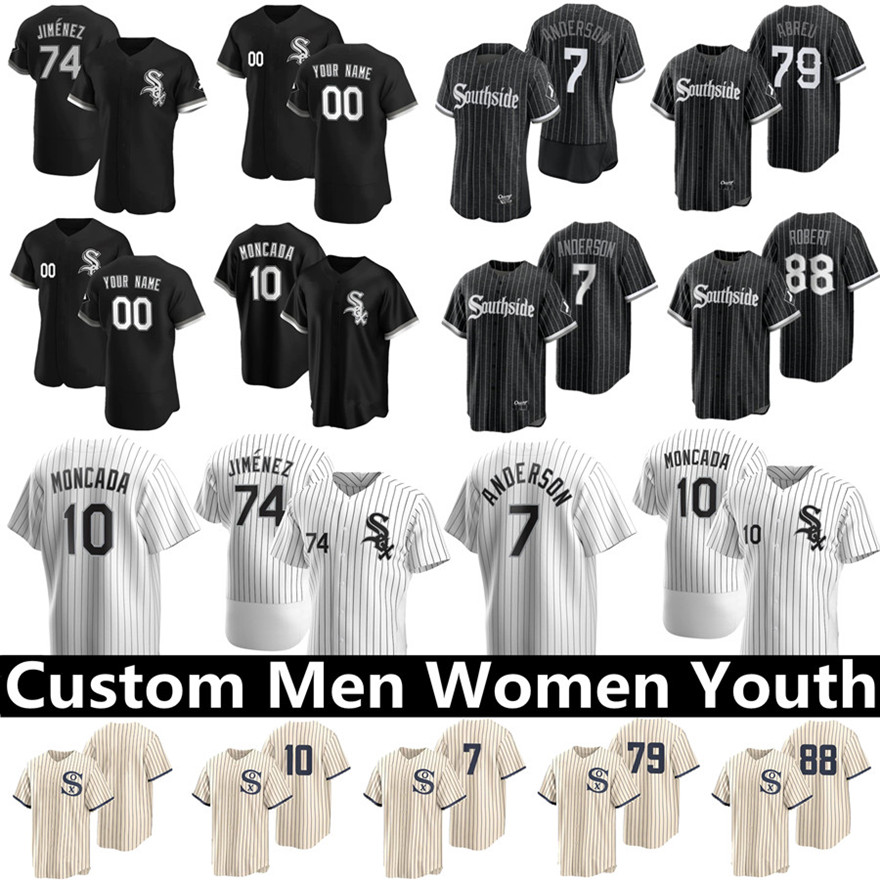 

Chicago 2021 City Connect Southside 7 Tim Anderson White Jerseys Sox Craig Kimbrel Gavin Sheets Jose Abreu Moncada Eloy Jimenez Lynn Luis Ro, Blue;black