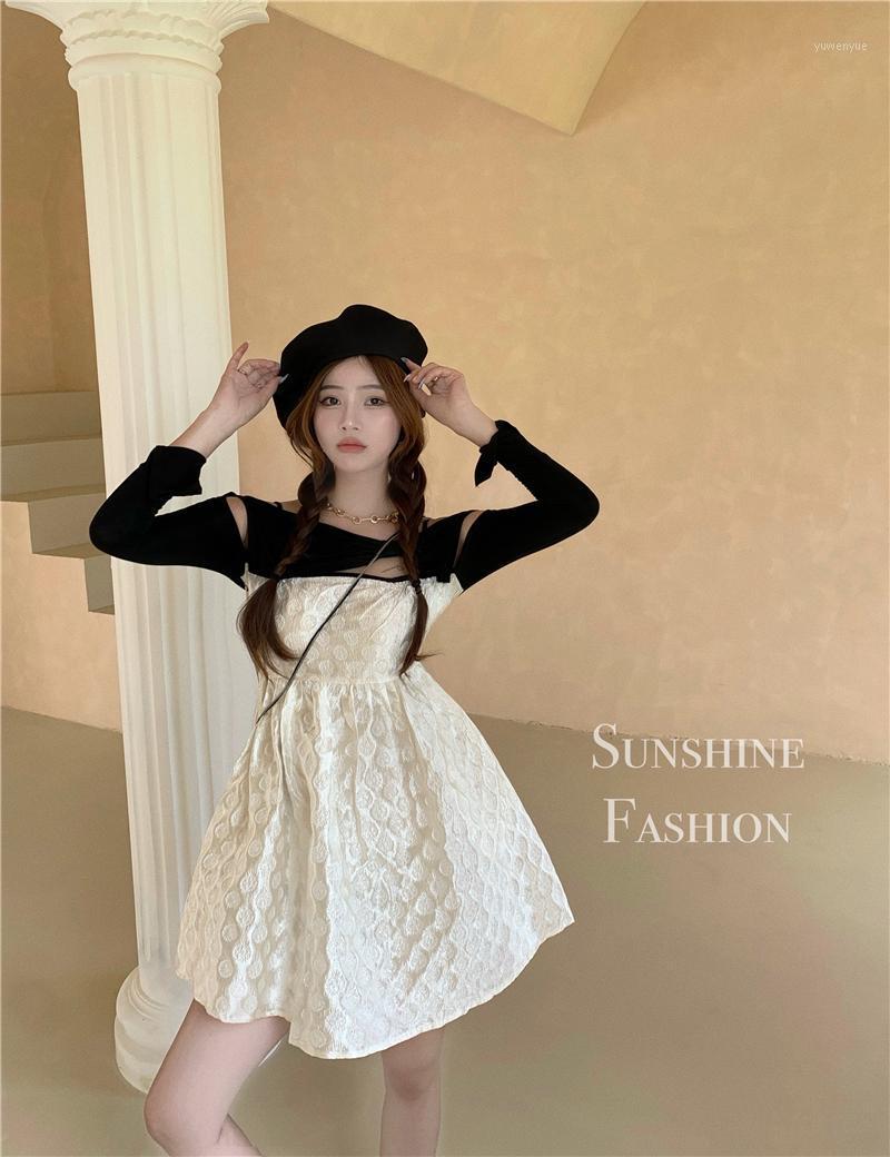 

Casual Dresses Firm Offers To Film French Accept Waist Niche Design Feeling Splicing Thin Relief Long-sleeved Dress Waistcoat, See chart