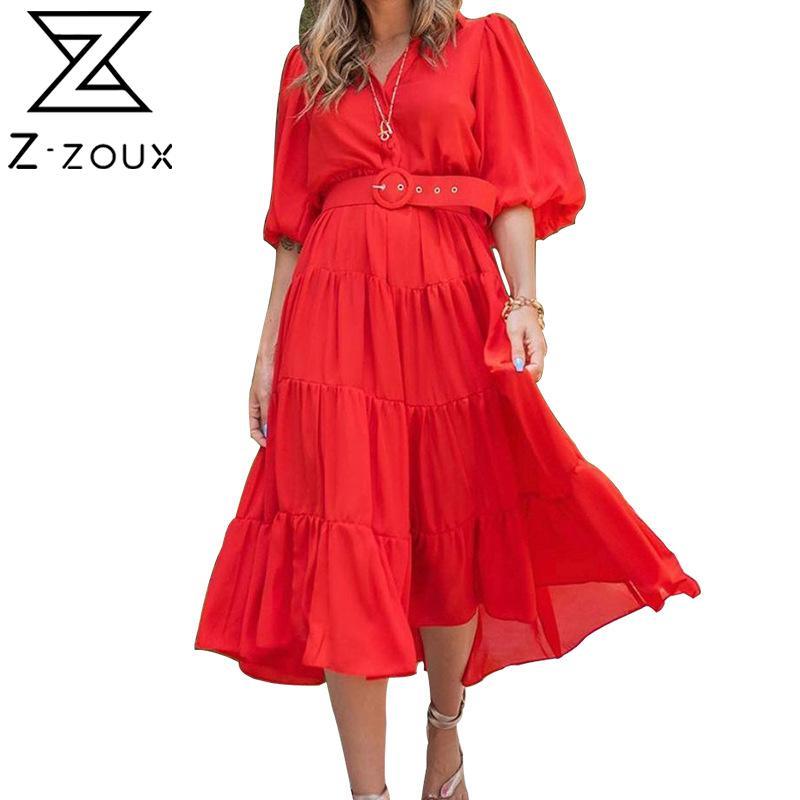

Women Dress V Neck Lantern Sleeve Bohemian es High Waist Large Hem Loose Casual Plus Size Summer Beach es 210524, Black
