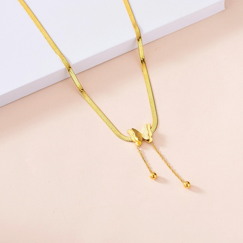 

Butterfly Choker necklace Stainless Steel Gold chain heart pendant necklaces for women fashion jewerly gift will and sandy
