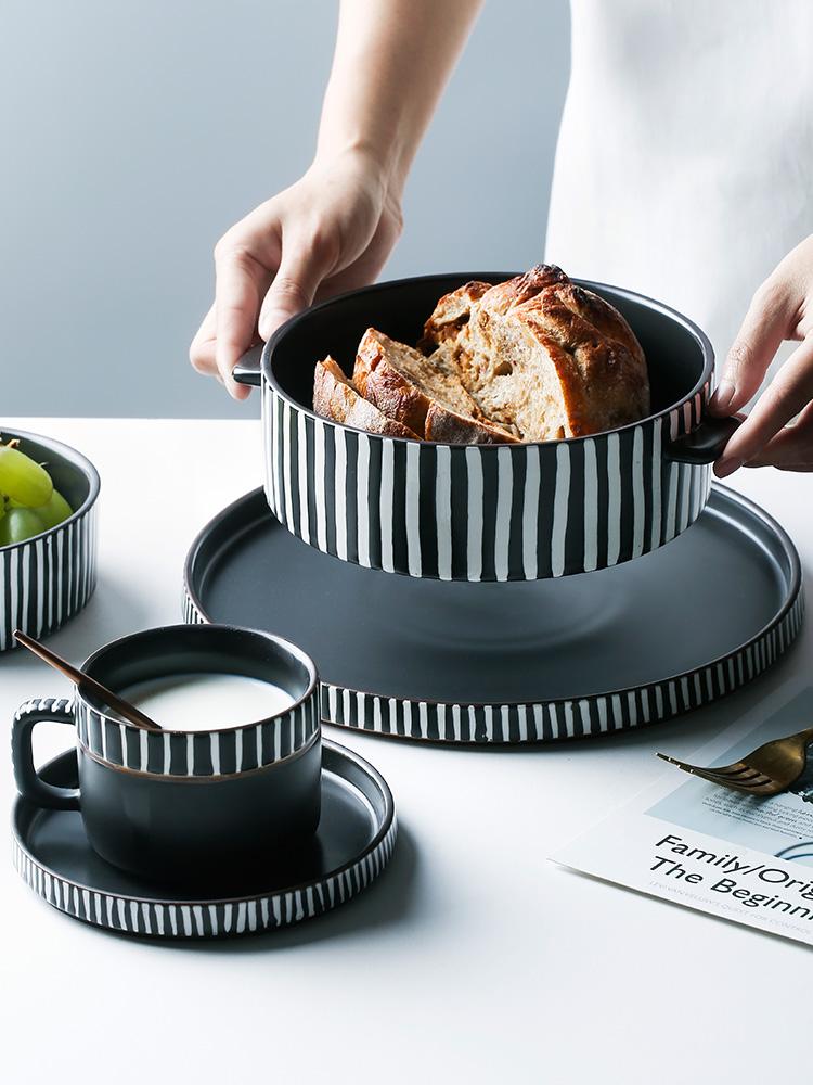 

Dishes & Plates Ceramic Bowls And Zebra Pattern Tableware Household Eating Bowl Binaural Soup Plate El Restaurant High-end